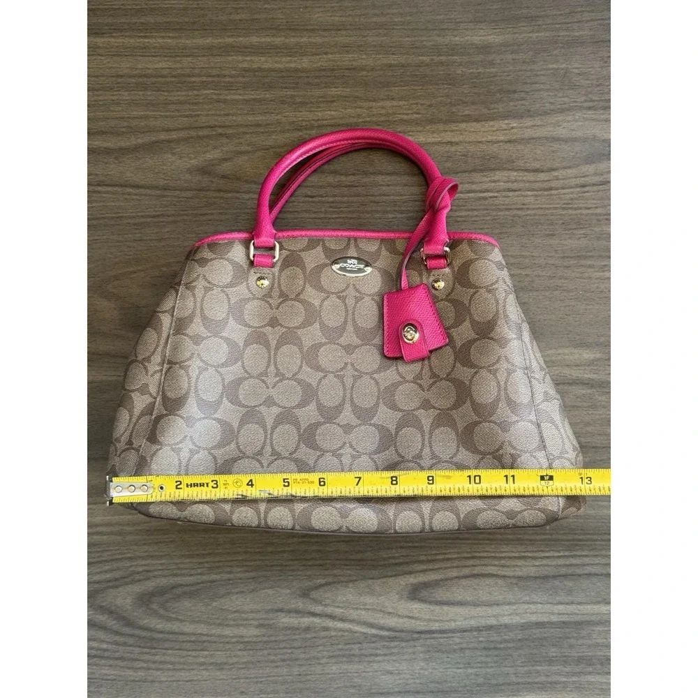 Authentic COACH Signature Shoulder Hand Bag Leather Brown‎ Pink